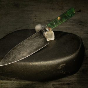 Chef knife with stonewash finish